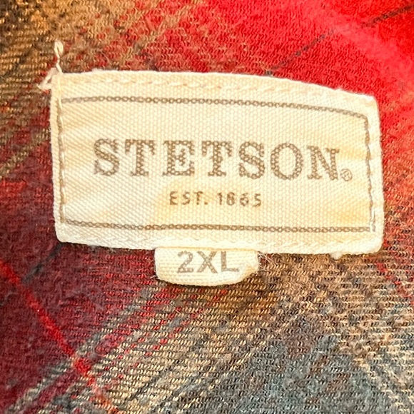 Stetson - Men’s XXL - Red & Blue Flannel Style - Pearl Snap Western Shirt - - Picture 11 of 14